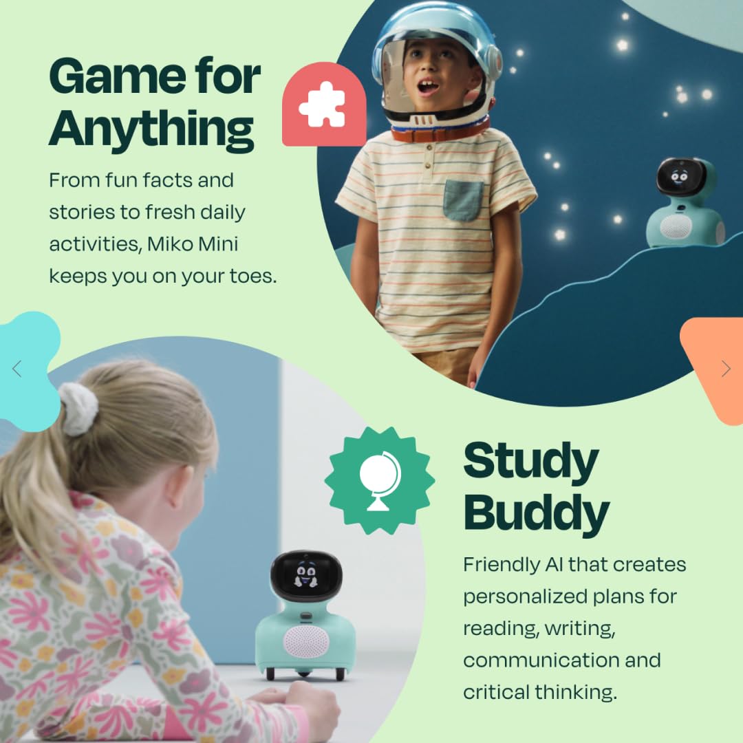 Miko Mini with 30 Days Free Miko Max: AI Robot for Kids | Fosters STEAM Learning & Education | Packed with Games, Dance, Singing | Child-Safe Conversational Learning | Ideal Gift for Boys & Girls 5+