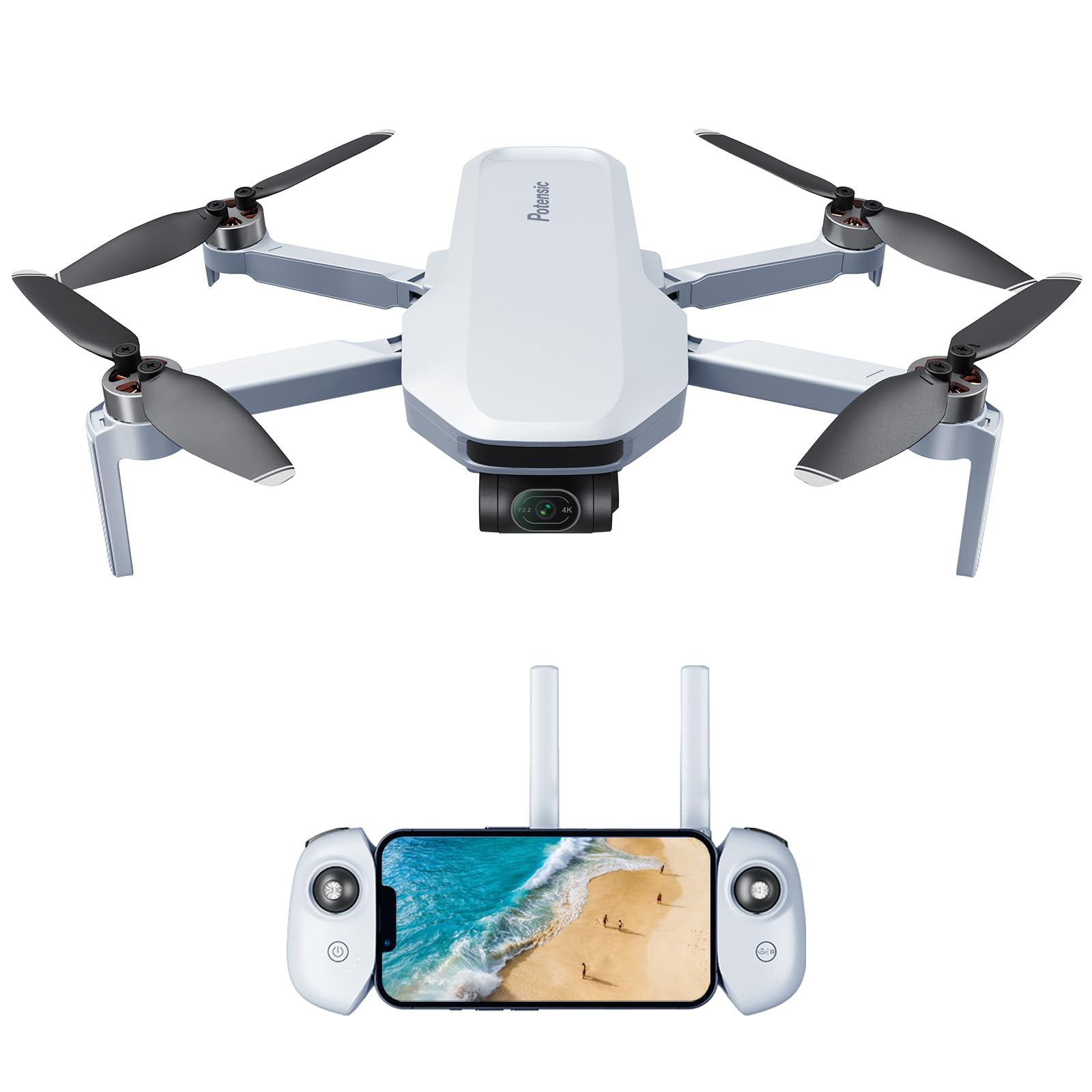 Potensic ATOM 3-Axis Gimbal 4K GPS Drone, Under 249g, 96 Mins Flight, Max 6KM Transmission, Visual Tracking, 4K/30FPS QuickShots, Lightweight for Adults and Beginners, Fly More Combo