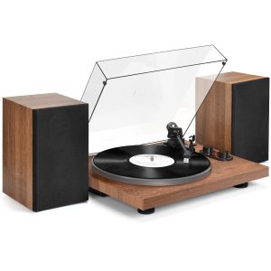 Record Player Turntable with 40W Speakers and Bluetooth Output Input for Vinyl Records,Vinyl Record Player with Built-in Preamp,AT-3600L Cartridge,USB Record,Pitch and Counterweight