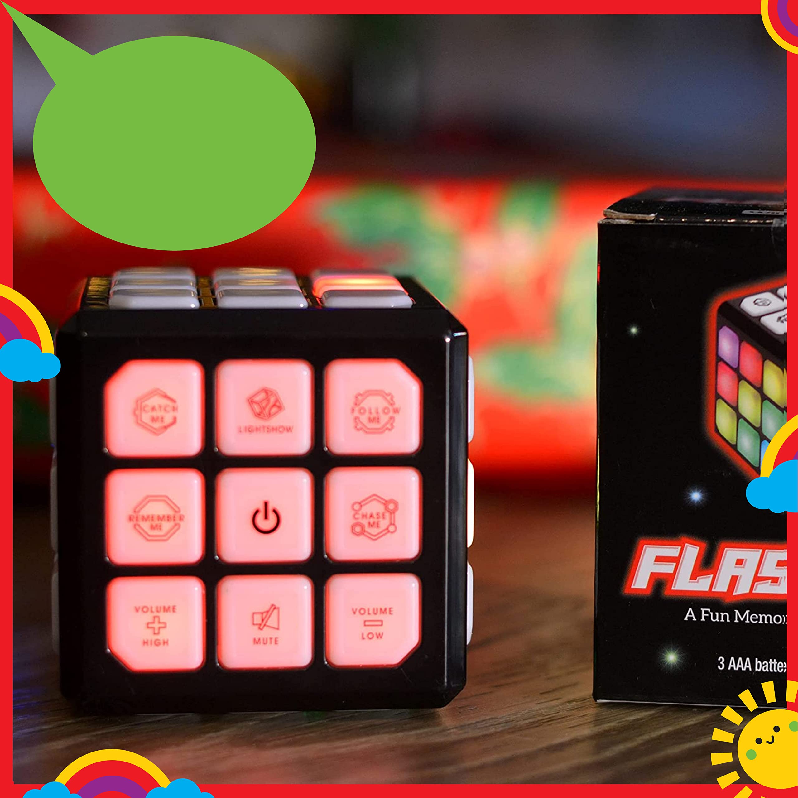 Winning Fingers Flashing Cube Electronic Memory and Brain Game - 4-in-1 Handheld Stem Toys for Kids - Cool Gadgets, Games for Boys and Girls - Fun Family Game for Kids Ages 6-12 - Educational Gift Toy