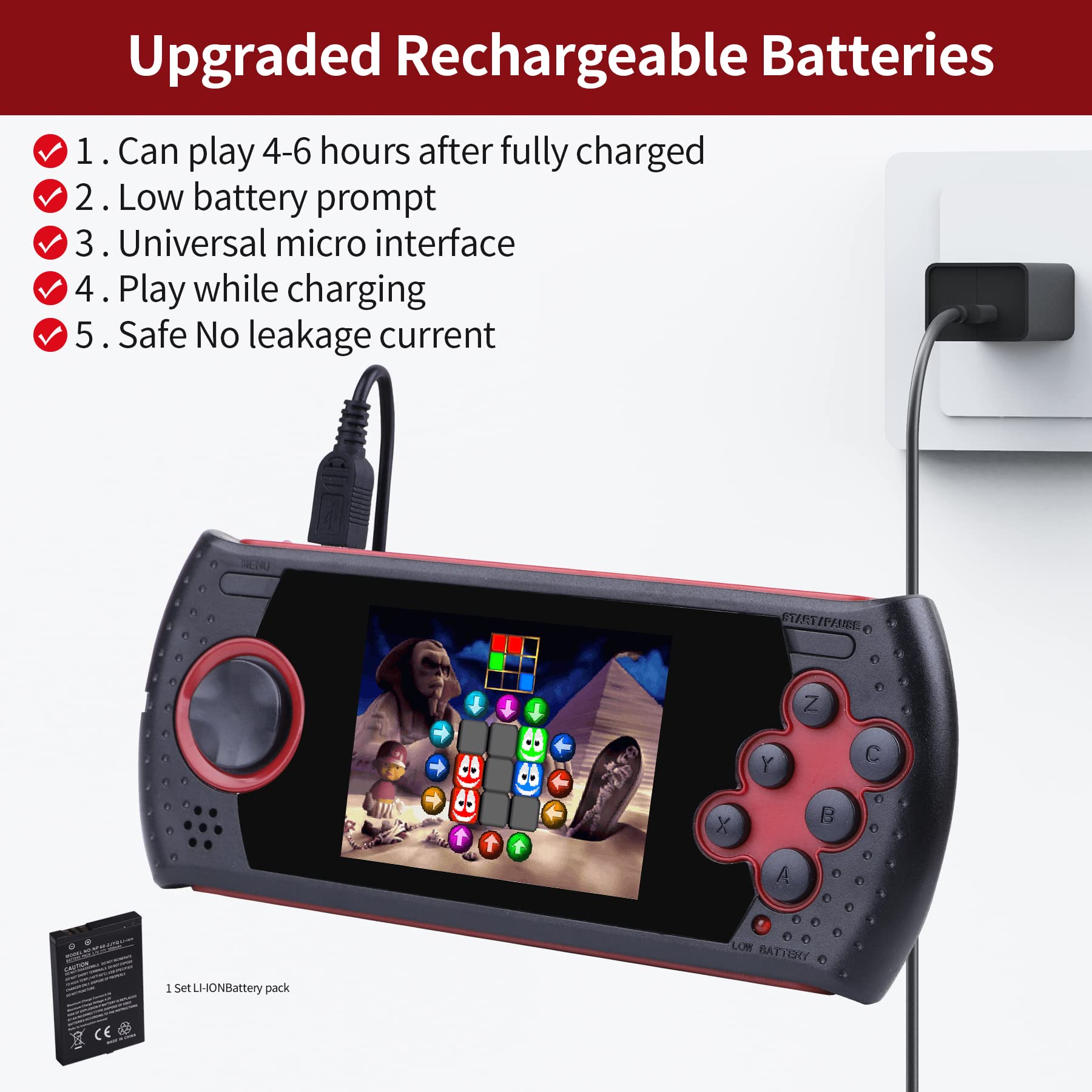 16 Bit Handheld Game for Kids Built-in 230 HD Classic Retro Video Games USB Rechargeable 3.0 Inch Childrens Travel Electronics Toys Portable Gaming Player System Gift for Boys Girls Ages 4-8-12