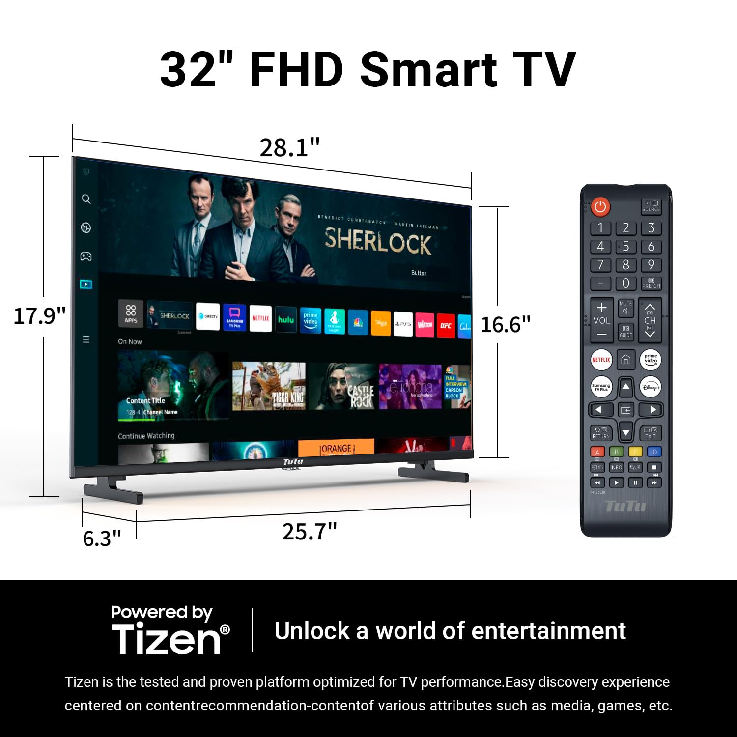 32 Inch Smart Full HD TV Tizen 1080P FHD Slim Design TV, Dolby Audio, Voice Remote, Stream Live TV(2025 Model)