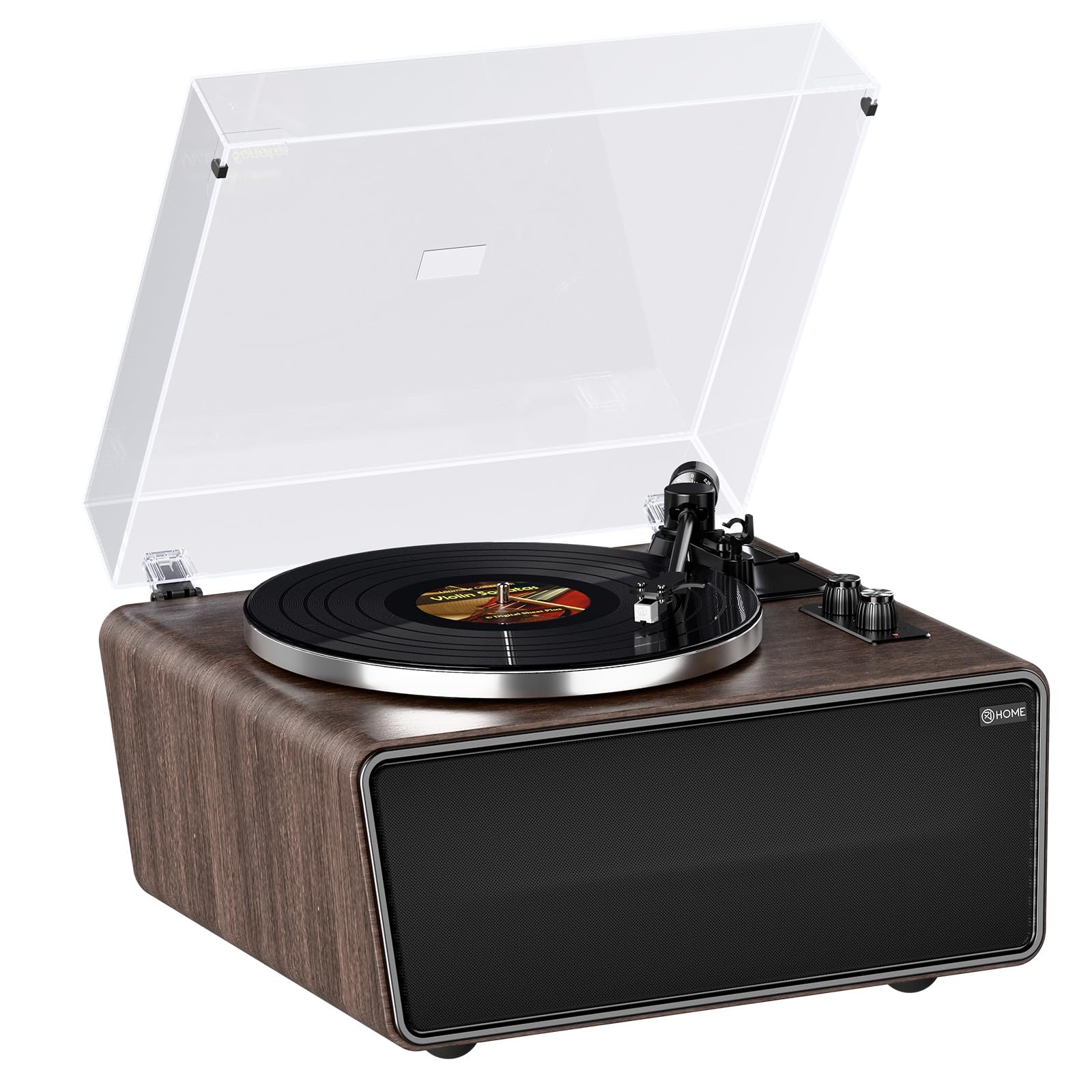 All in One Vinyl Record Player, Bluetooth Turntable with Built in 4 Stereo Speakers Phono Preamp, High Fidelity Turntables for Vinyl Records with Magnetic Cartridge AT-3600L MM, Belt Drive 2-Speed