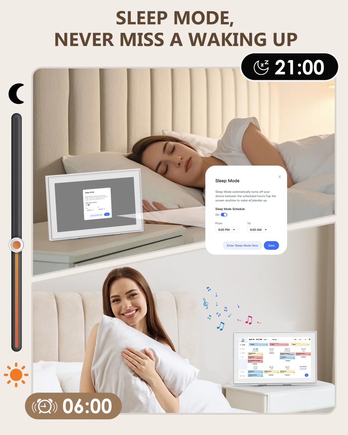 Canupdog Digital Calendar, 15.6inch Smart WiFi Digital Calendar&Chore Chart, 1920 * 1080 IPS Touch Screen HD Display for Family Schedules, Wall-Mounted, Share Moments Instantly from Anywhere