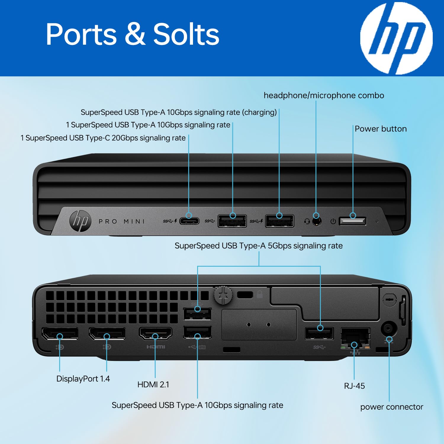 HP ProDesk 400 G9 Mini Business Desktop, 13th Gen Intel 14-Core i5-13500T (Beat i7-12700), 32GB RAM, 1TB PCIe SSD, Wi-Fi 6, HDMI, DP, Support 3-Monitor 4K, Wired Keyboard and Mouse, Windows 11 Pro