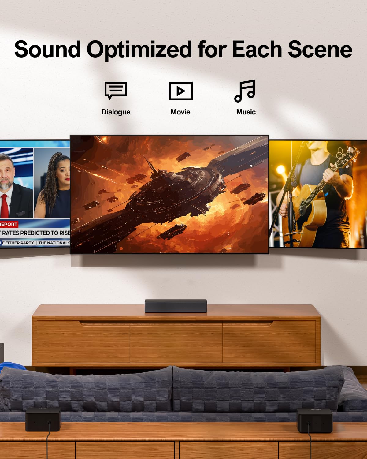 ULTIMEA 5.1Ch Sound Bar with Dolby Atmos, 410W Peak Power, Surround Sound System for TV, Sound Bar for Smart TV with Subwoofer, Surround and Bass Adjustable Home Theater, Poseidon D60, 2024 Version