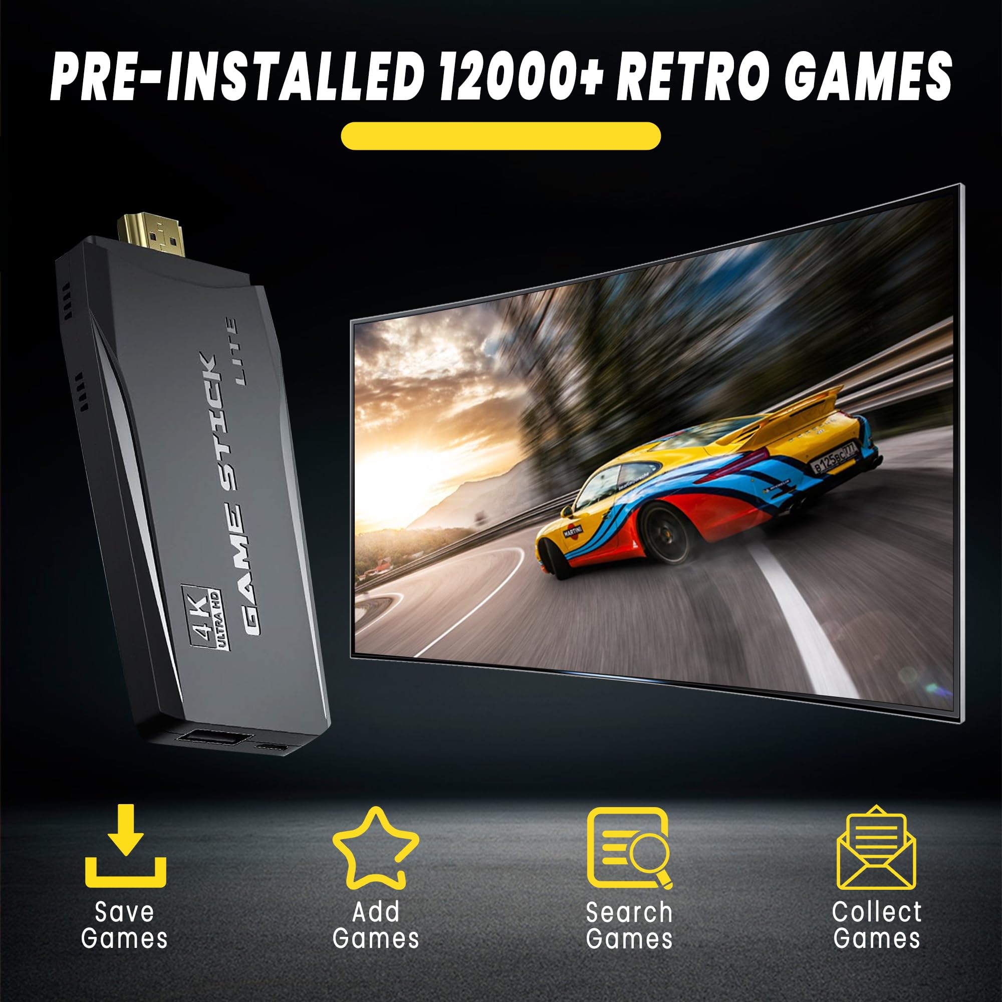 XUJXHH Retro Game Console,Wireless Retro Handheld Game Console, Built-in 20,000+ Plug-and-Play Retro Video Games, Equipped with 9 Classic simulators, 4K HD HDMI Output and 2.4G Wireless Controller