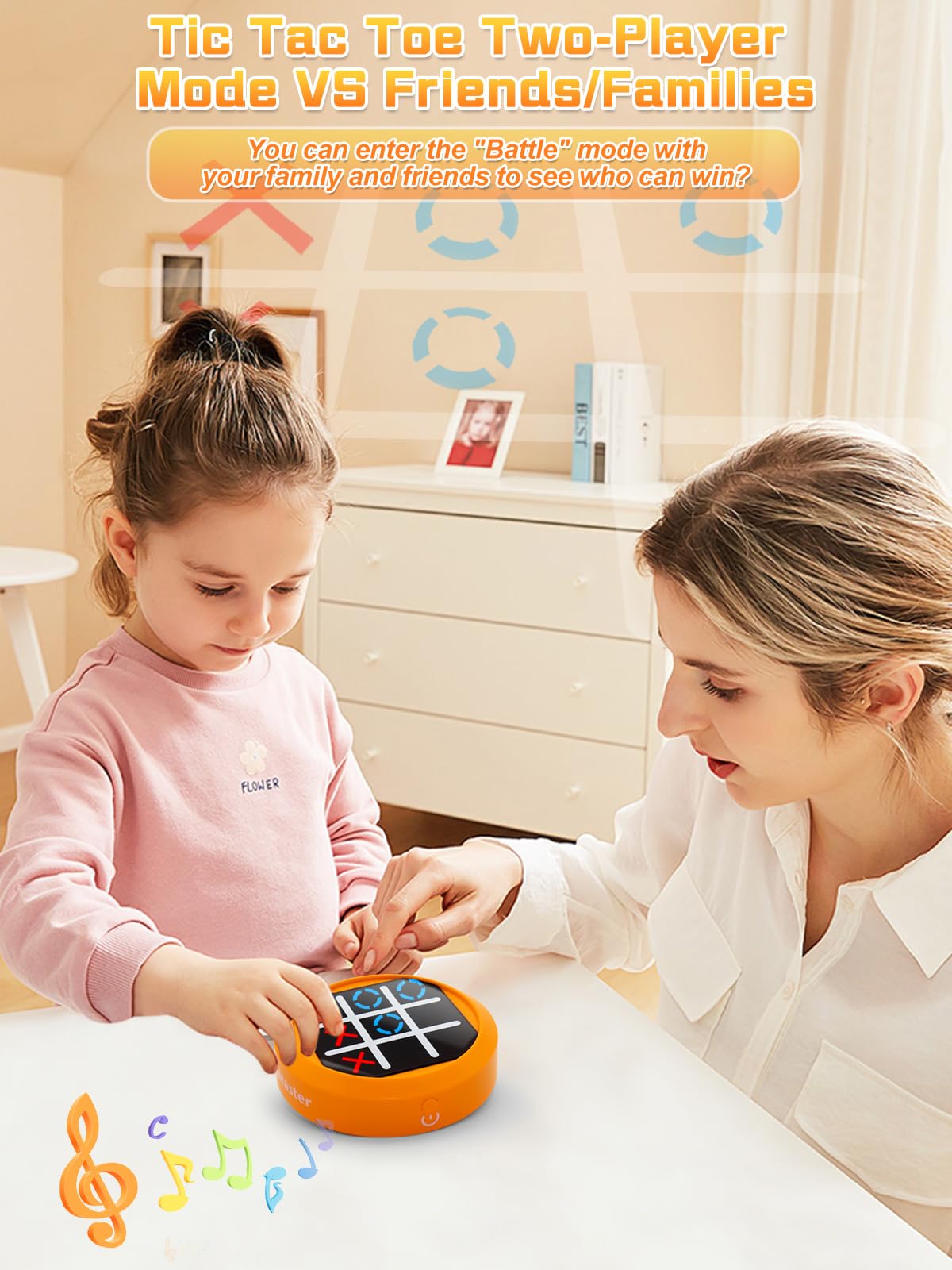 Dollox 4-in-1 Mini Tic Tac Toe Bolt Game, Electronic Handheld Game Puzzle Board Games Console Brain Training Includes Tic Tac Toe, Memory Flash, Whack-a-Mole Family Fun Travel Games for Kids Adults