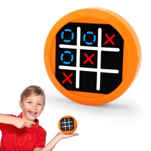 Dollox 4-in-1 Mini Tic Tac Toe Bolt Game, Electronic Handheld Game Puzzle Board Games Console Brain Training Includes Tic Tac Toe, Memory Flash, Whack-a-Mole Family Fun Travel Games for Kids Adults