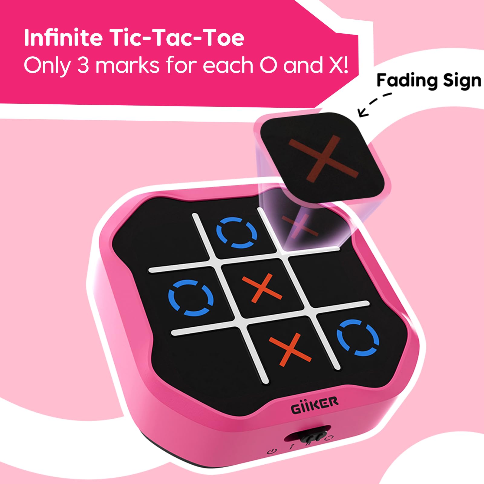 GiiKER Tic Tac Toe Bolt Game, Original 3-in-1 Handheld Puzzle Game Console, Portable Travel Games for Car Ride, Board Games for Kids and Adults, Birthday Gifts for Ages 3+