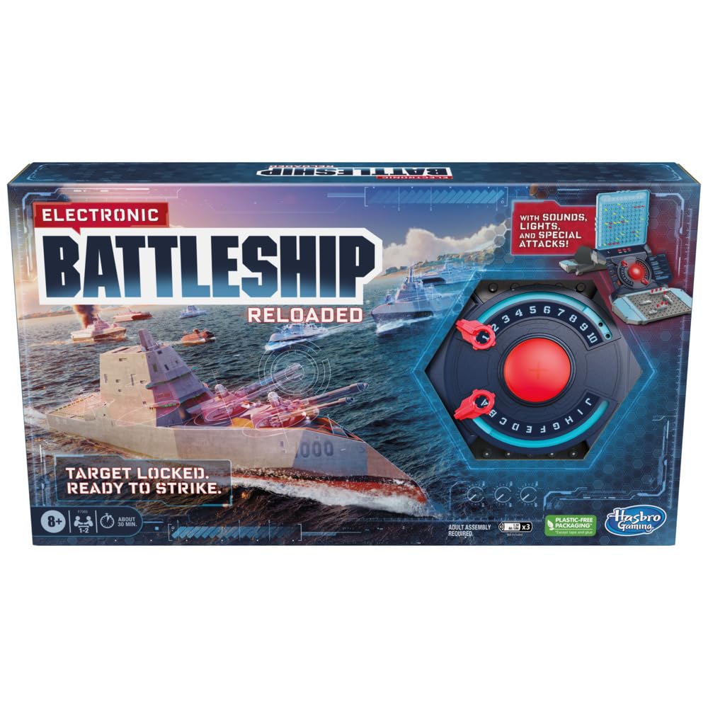 Hasbro Gaming Electronic Battleship Reloaded Board Game, Naval Combat Strategy Game with Sounds, Lights, Special Attacks, Ages 8 and Up, 1-2 Players