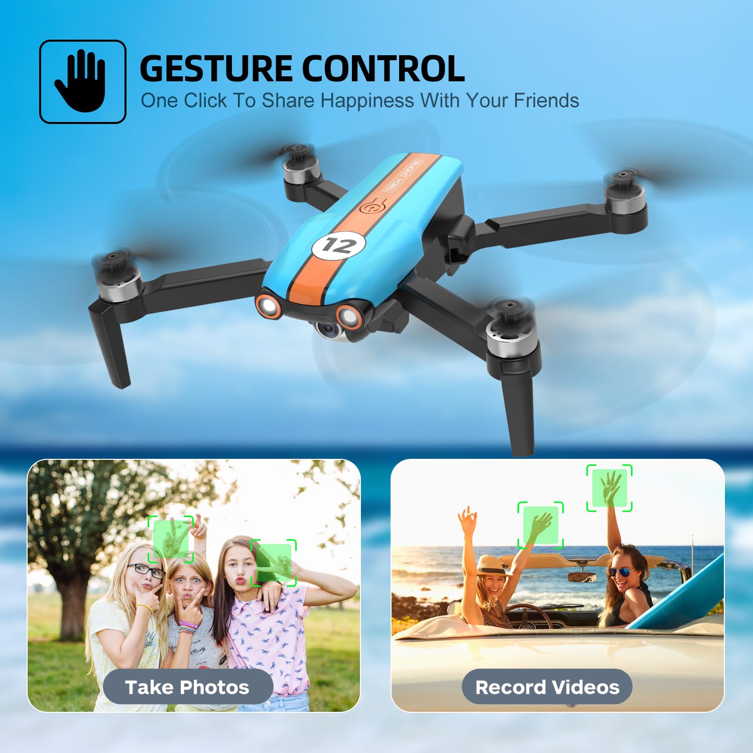 LMRC-12 Drone with Camera for Adults Beginner, Foldable 2.4GHz FPV Drone for Kids 8-12, Less than 249g, 26 Mins Flight Time, RC Quadcopter Toys Gifts with Brushless Motor, Altitude Hold, 2 Batteries