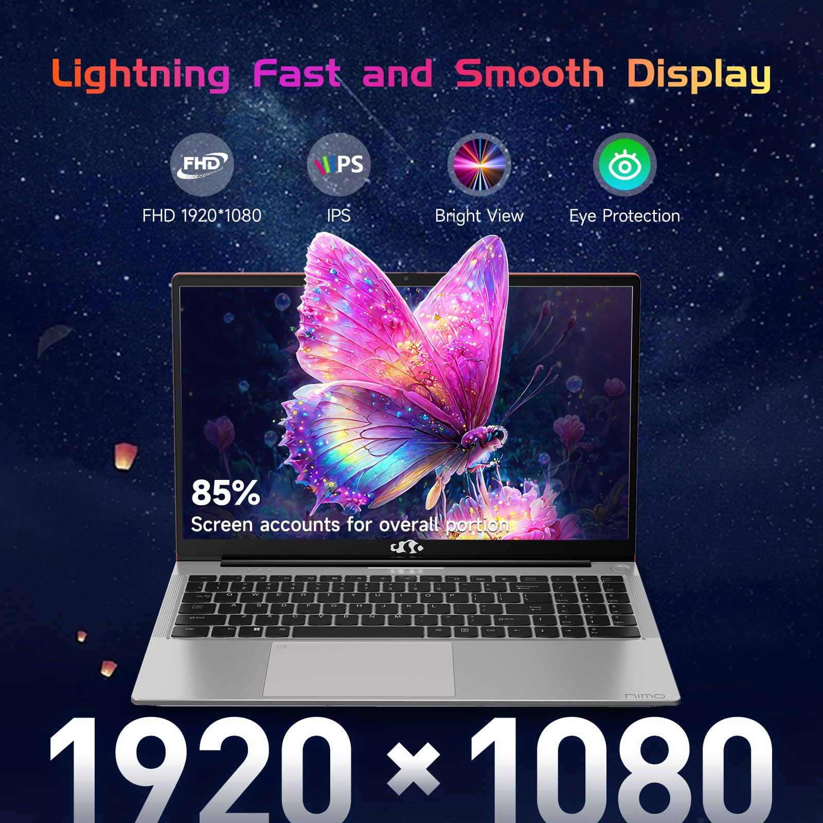 NIMO 15.6'' FHD IPS Student Laptop, 16GB RAM 1TB SSD, Intel Pentium Quad-Core N100(Beat to i3 1115G4, Up to 3.4GHz), 2 Years Warranty, Fingerprint, Backlit Keyboard, Wi-Fi 6，Win 11, Rose Gold