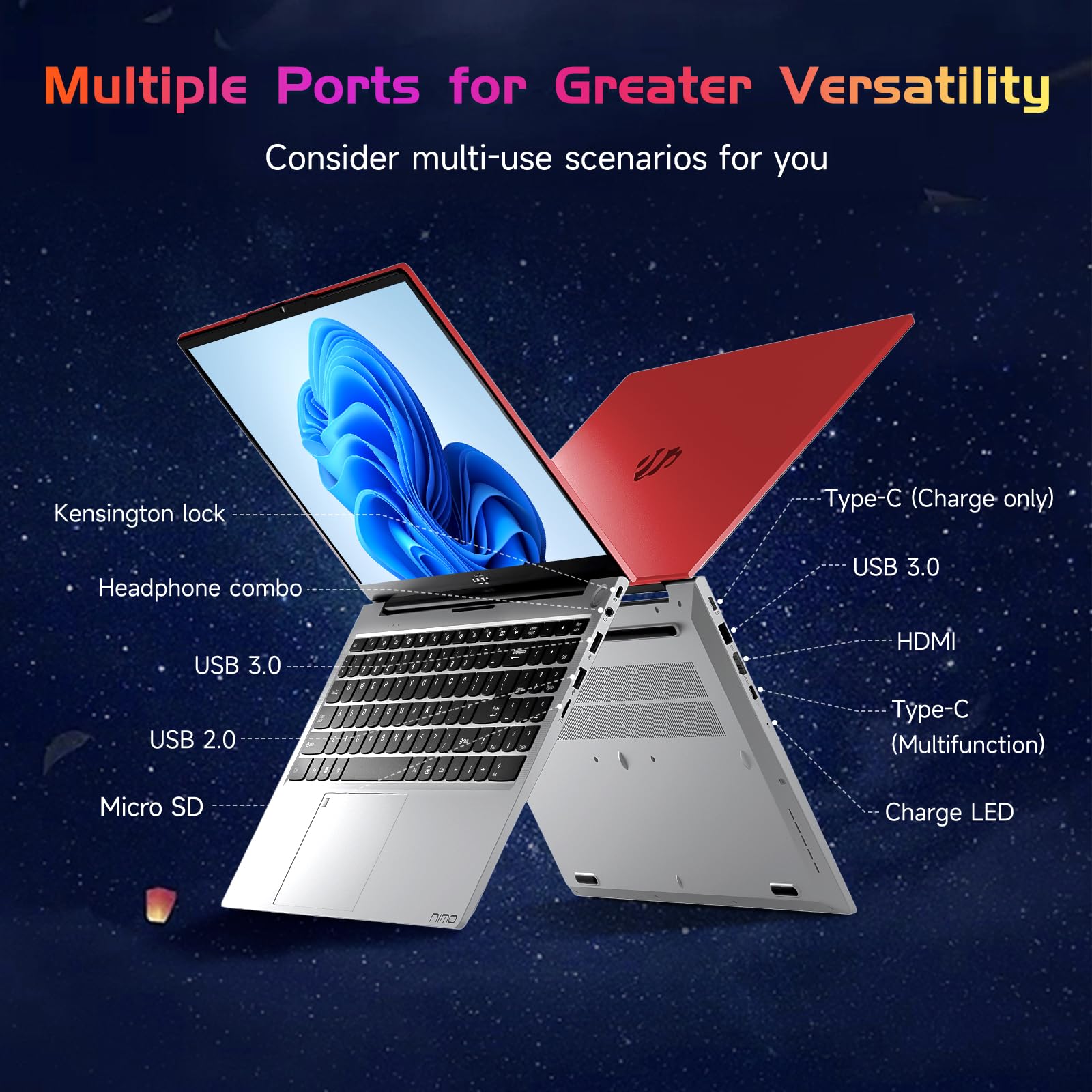 NIMO 15.6'' FHD IPS Student Laptop, 16GB RAM 1TB SSD, Intel Pentium Quad-Core N100(Beat to i3 1115G4, Up to 3.4GHz), 2 Years Warranty, Fingerprint, Backlit Keyboard, Wi-Fi 6，Win 11, Rose Gold