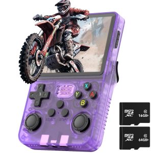 R36S Handheld Game Console, Preloaded with 15000+ Games, Linux System with 32+64G TF Card, Retro Gaming Console 3.5-inch IPS Screen (Purple)