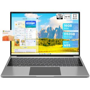 CGZZ 16 Inch Laptop Computer, Office 365, N95 CPU,16GB RAM 1TB SSD + 128GB Emmc, Laptop with FHD IPS 1920×1200 Display, 2 Speakers, 2.4/5G WiFi, BT4.0, Mini HDMI, Numeric Keypad, Business Laptops.