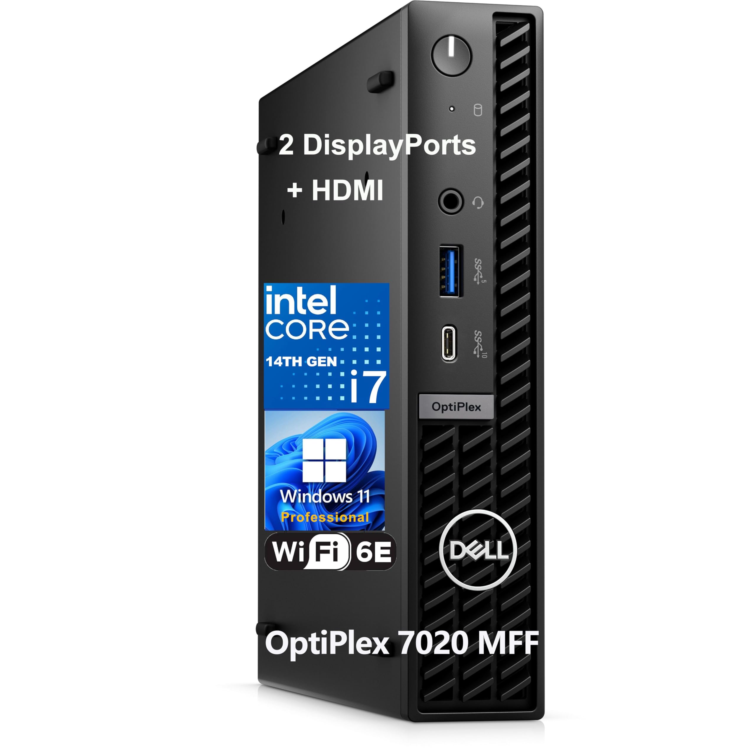 Dell OptiPlex 7020 MFF 7000 Micro Form Factor Mini Business Desktop Computer, 14th Gen Intel 20-Core i7-14700T up to 5.2GHz, 16GB DDR5 RAM, 512GB PCIe SSD, WiFi 6E, 2 DisplayPort, HDMI, Windows 11 Pro