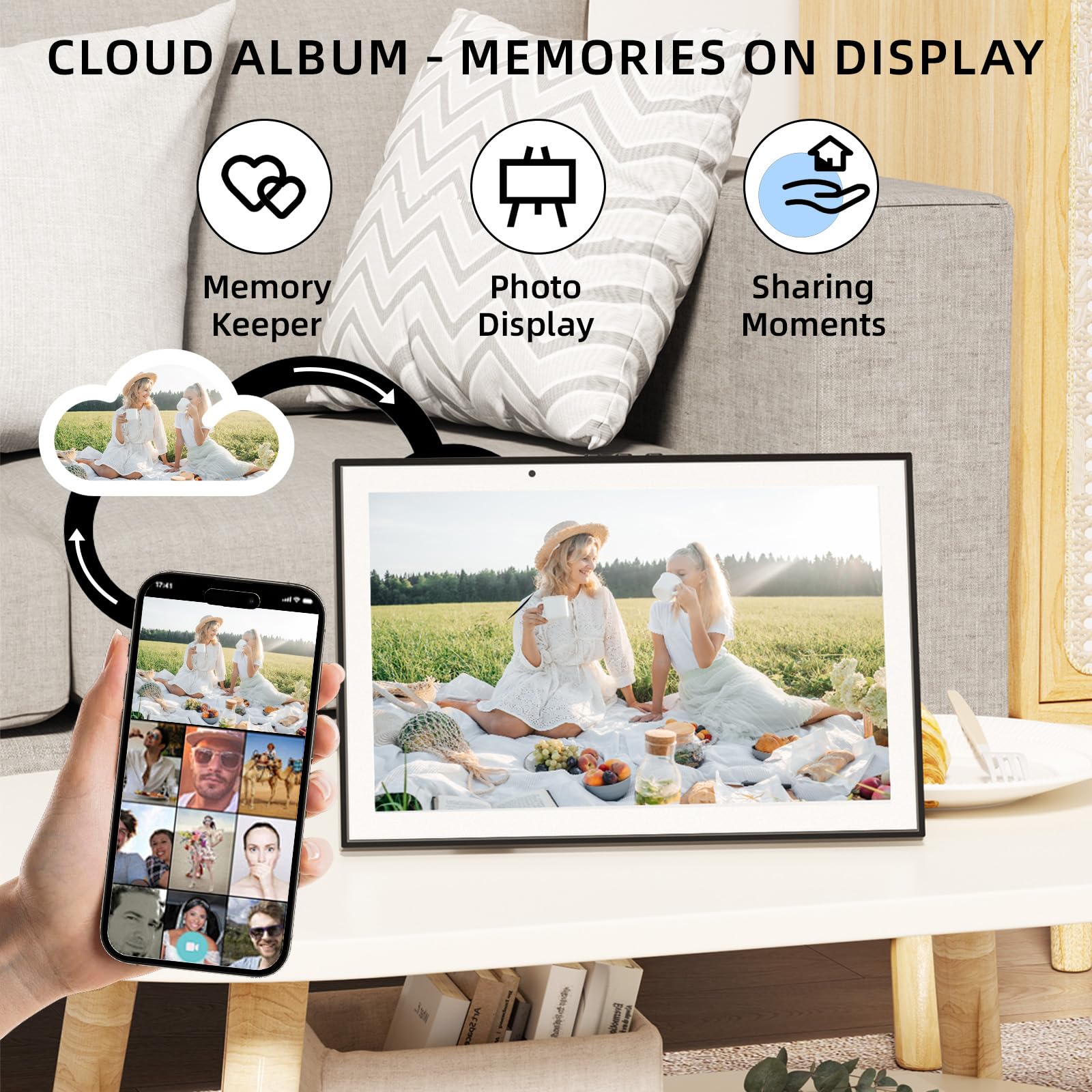 IMLIFE 10.1 inches Wifi Smart Touchscreen Digital Calendar with Touchtime App Syncing with Multiple Phones in Two - way, for Chore Chart, Daily Meal Plan, Interactive Display for Family Schedules and Cloud Photo