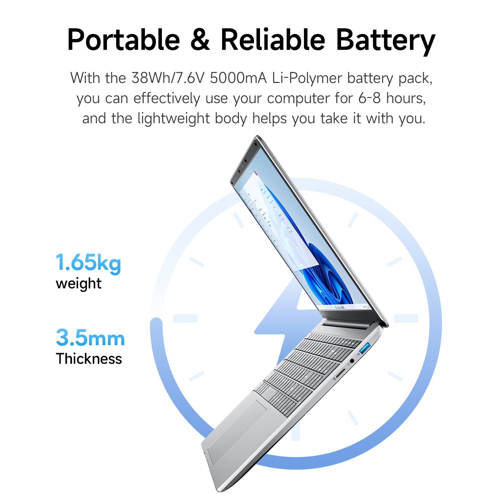 jumper 16 Inch Laptop Computer, 12GB RAM 640GB Storage, 5305U Processor, 1200p IPS FHD Display, WiFi-5, USB-A&C, HDMI, 38Wh Battery, Cooling System.