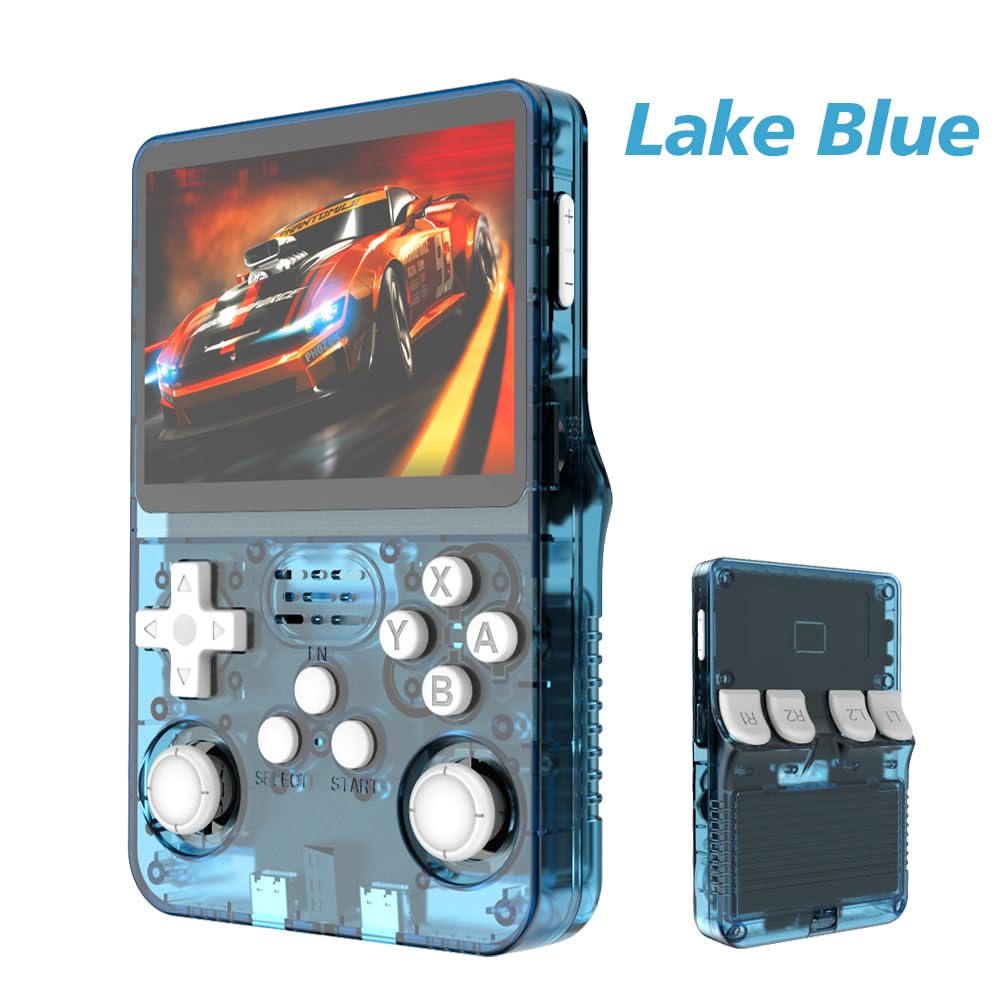 R36S Handheld Game Console 3.5-in 640*480 IPS OCA Screen 3200mAh Opensource System RK3326 Blue Transparent