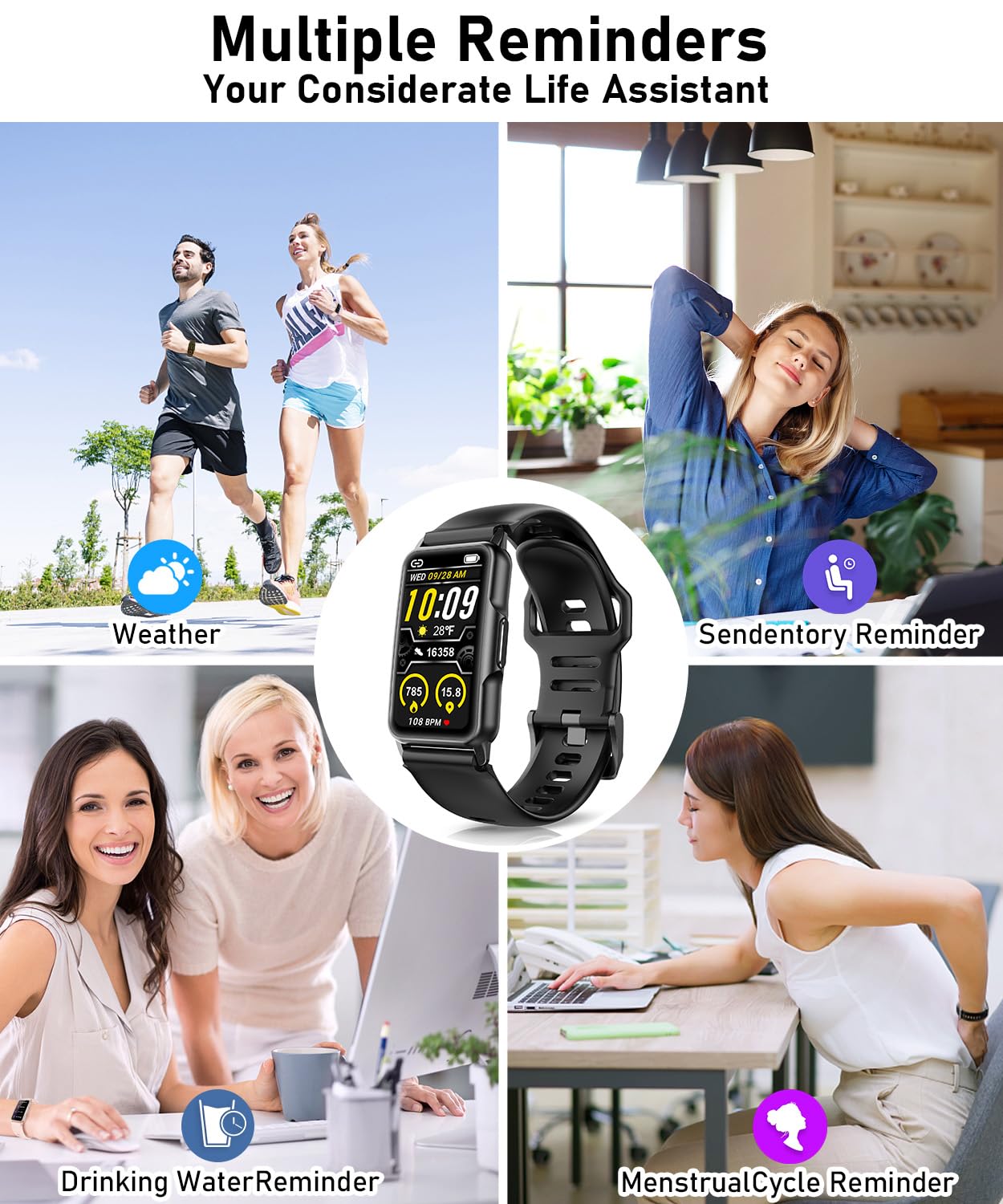 Smart Watch Fitness Tracker with 24/7 Heart Rate, Blood Oxygen Blood Pressure Monitor Sleep Tracker 120 Sports Modes Activity Trackers Step Calorie Counter IP68 Waterproof for Andriod iPhone Women Men